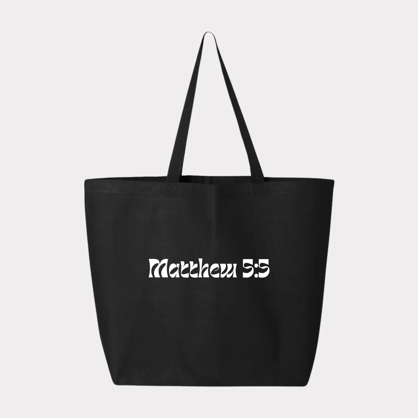 Blessed Cavas Tote bag. Blessed tote bag. Blessed jumbo canvas tote bag. Christian clothing brand. Christian streetwear. Christian accessories . Black tote bag. Black canvas tote bag. Matthew 5:5 tote bag. Blessed tote bag. Mathew 5:5 purse.  Blessed jumbo canvas tote bag by Crown of Favor