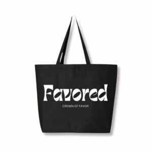 Favored Tote Bag. Black Tote Bag Christian Tote Bag by Crown of Favor