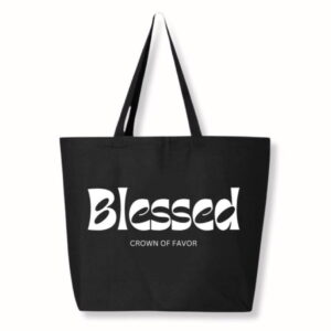 Blessed Tote Bag. Black Tote Bag Christian Tote Bag by Crown of Favor