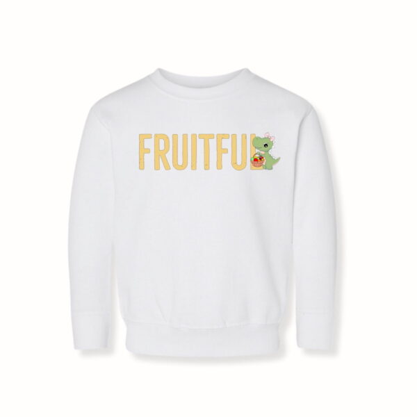 Fruitful Toddler Sweatshirt by Crown of Favor. Girl Dinosaur Sweatshirt