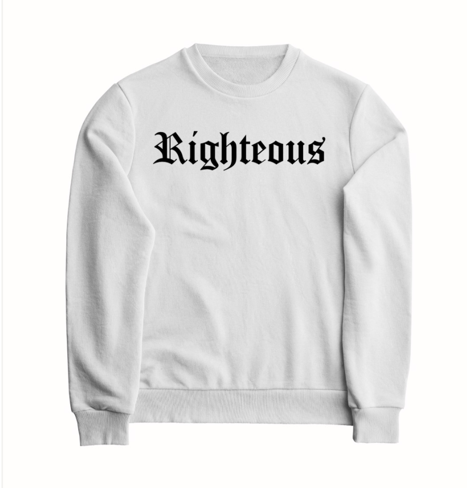 Righteous Sweatshirt in white by Crown of Favor