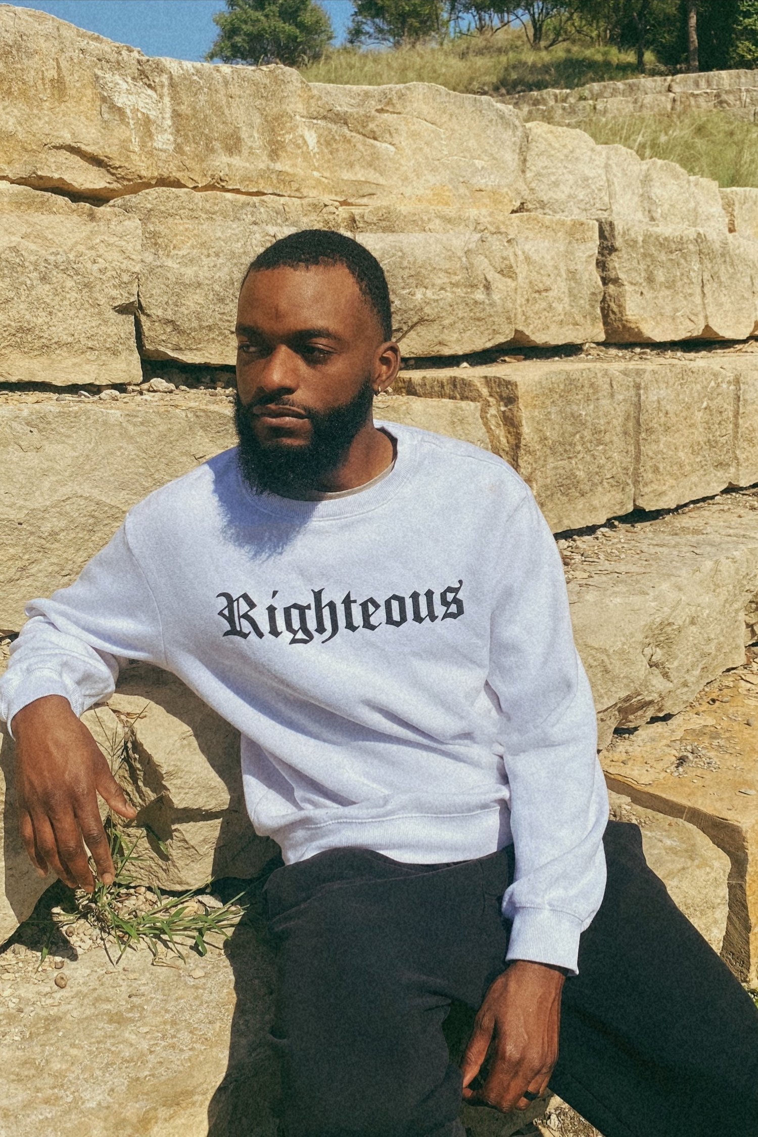 Righteous Sweatshirt in white by Crown of Favor